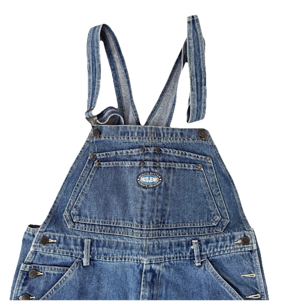 Vintage Paco Jeans Overalls Mens 36x31 Blue Med Wash Relaxed Denim Bib Workwear